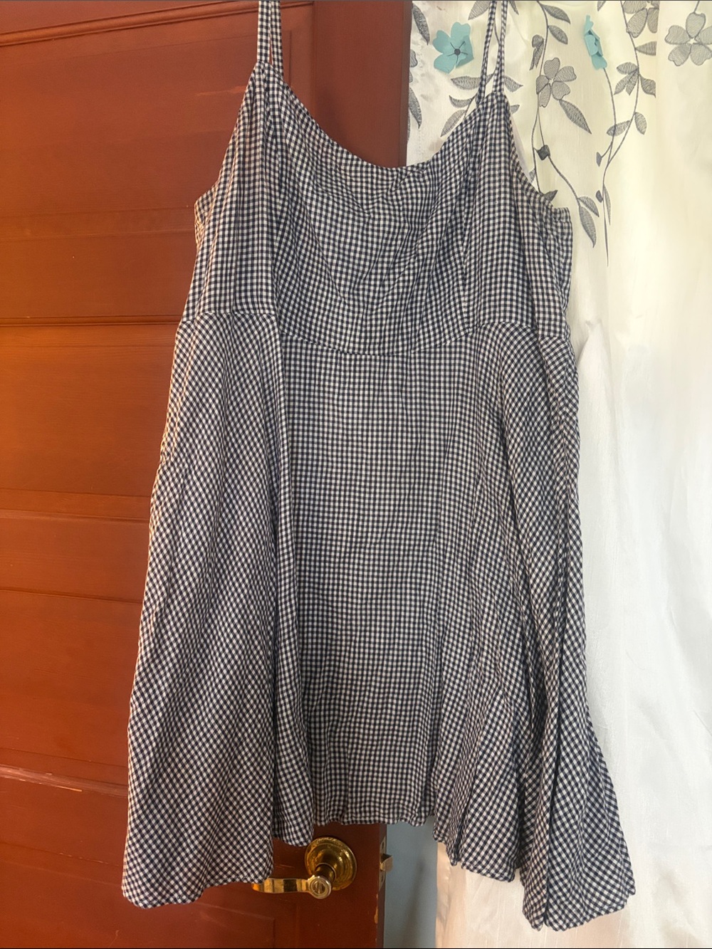 Old Navy Black and White Gingham Midi Dress